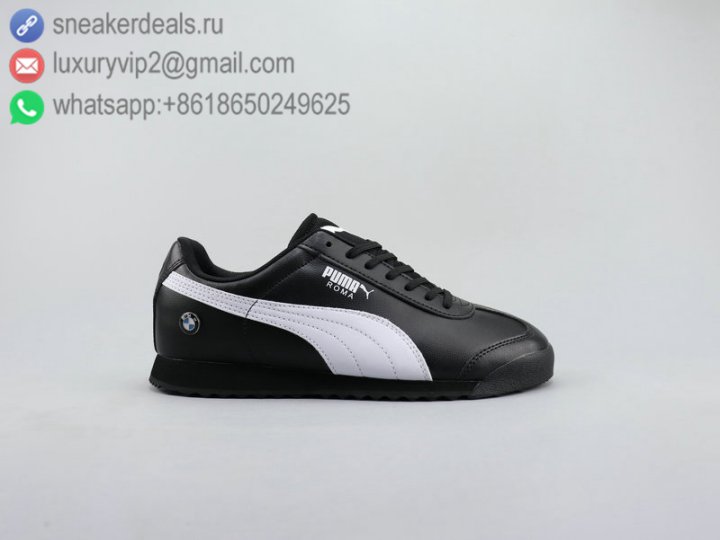 Puma x BMW MMS Roma JR Retro Unisex Leather Sneakers Classic Black Size 35-44